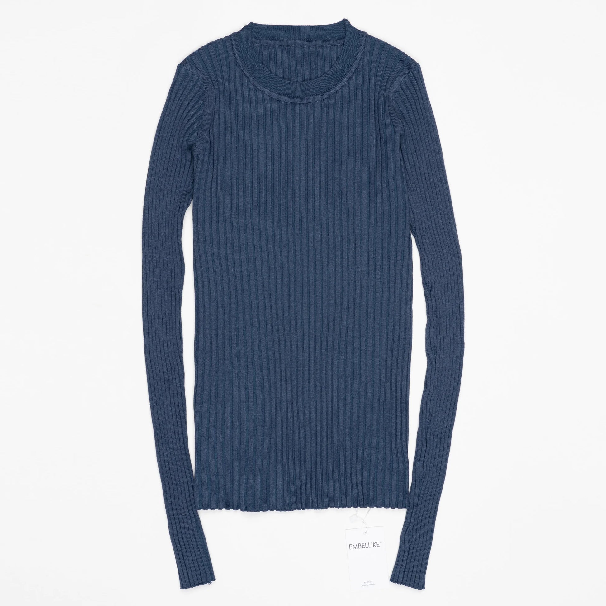 Women Sweater Pullover Basic Crew Neck Ribbed Tops Solid Knitted Jumper With Thumb Hole