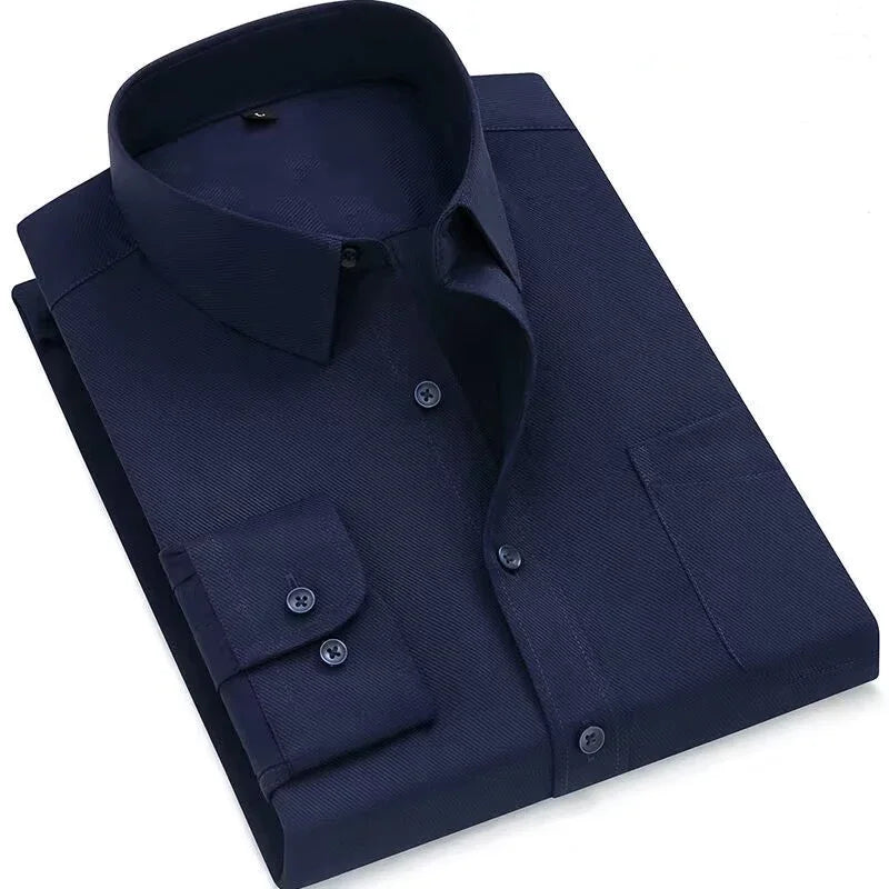 Reybeoe Korean Style Fashion Shirt Men's Long Sleeve Casual Solid Shirt