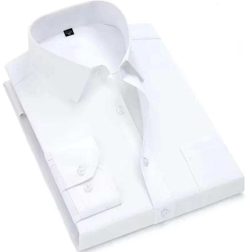 Reybeoe Korean Style Fashion Shirt Men's Long Sleeve Casual Solid Shirt