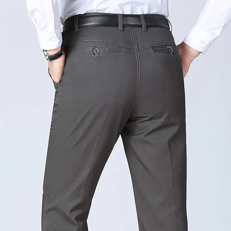 Men's 100% Cotton  Trousers Cargo Pants Smart Casual Solid