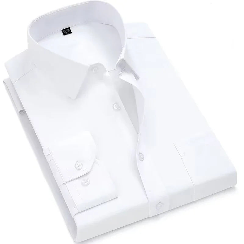 Reybeoe Korean Style Fashion Shirt Men's Long Sleeve Casual Solid Shirt