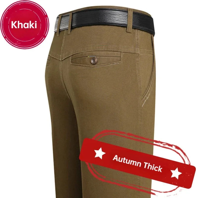 Men's 100% Cotton  Trousers Cargo Pants Smart Casual Solid