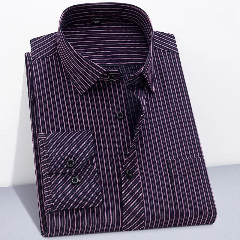 Long Sleeve Striped Branded Cotton Shirts for Men