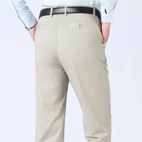 Men's 100% Cotton  Trousers Cargo Pants Smart Casual Solid