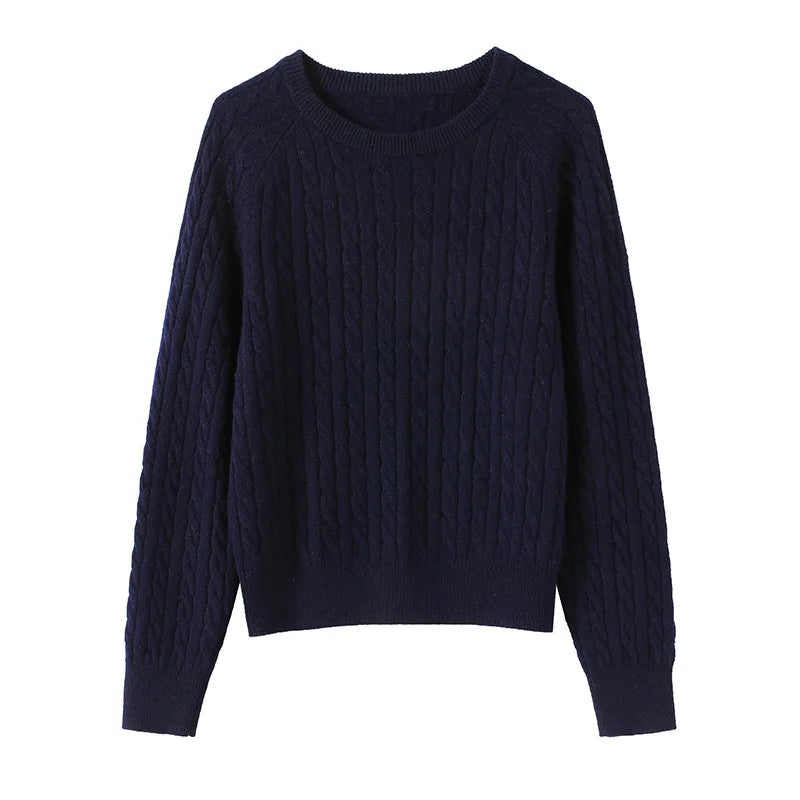 Pure Wool Cable Sweaters Women Raglan Sleeved Pullover Jumper
