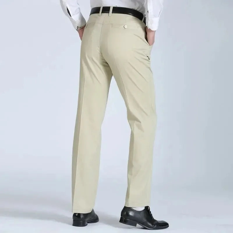 Men's 100% Cotton  Trousers Cargo Pants Smart Casual Solid