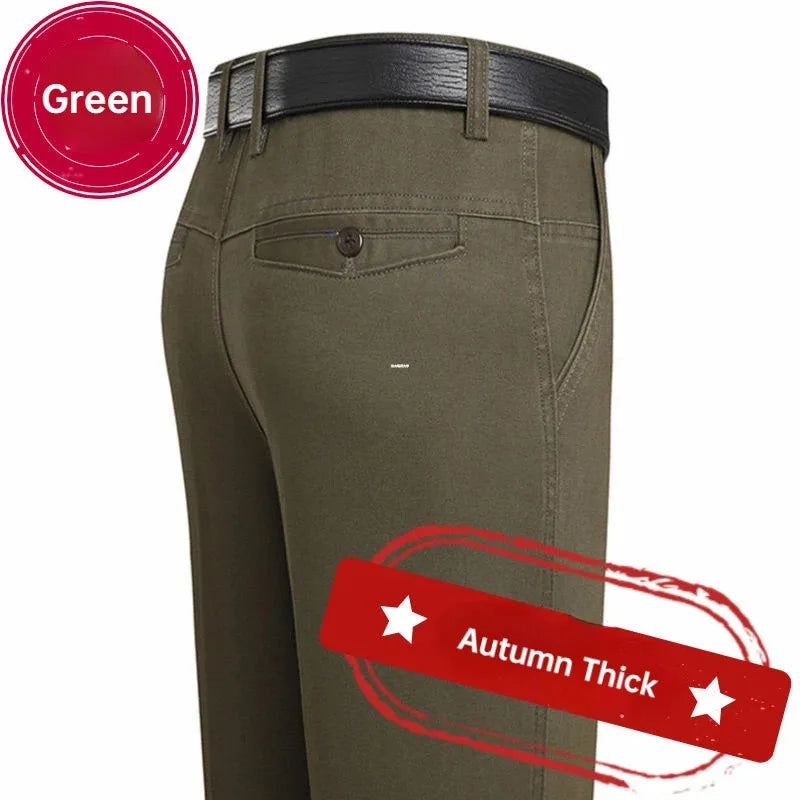 Men's 100% Cotton  Trousers Cargo Pants Smart Casual Solid