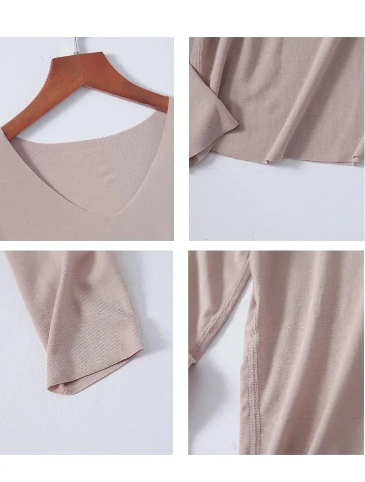 Women Basic Long Sleeve T Shirts Essential Light Weight Scoop Neck Tops Raw Trims