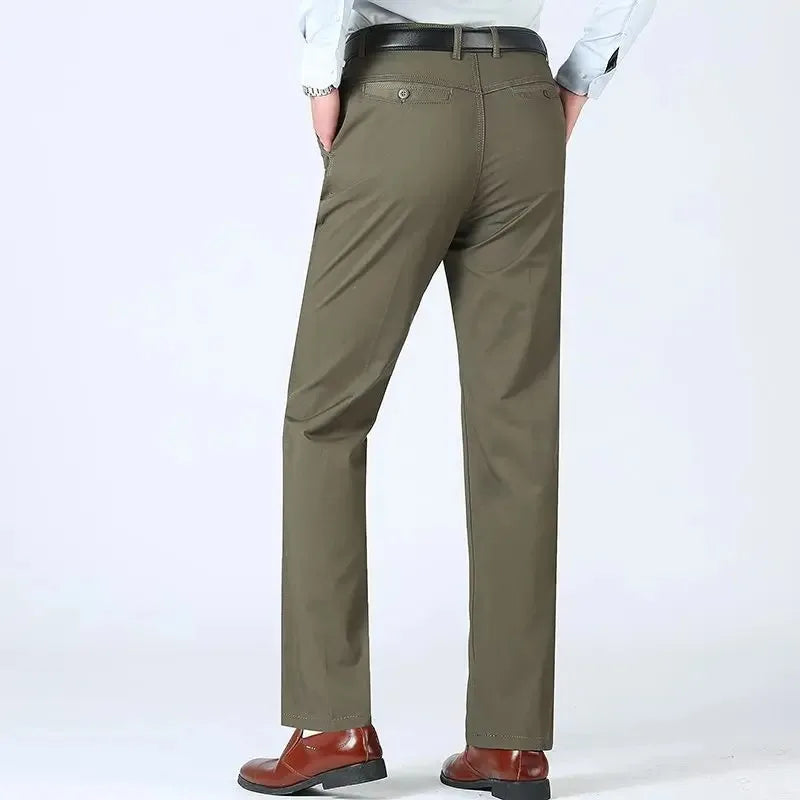 Men's 100% Cotton  Trousers Cargo Pants Smart Casual Solid