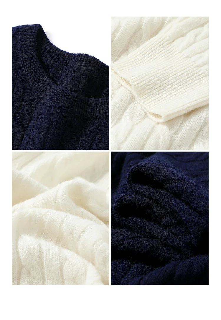 Pure Wool Cable Sweaters Women Raglan Sleeved Pullover Jumper