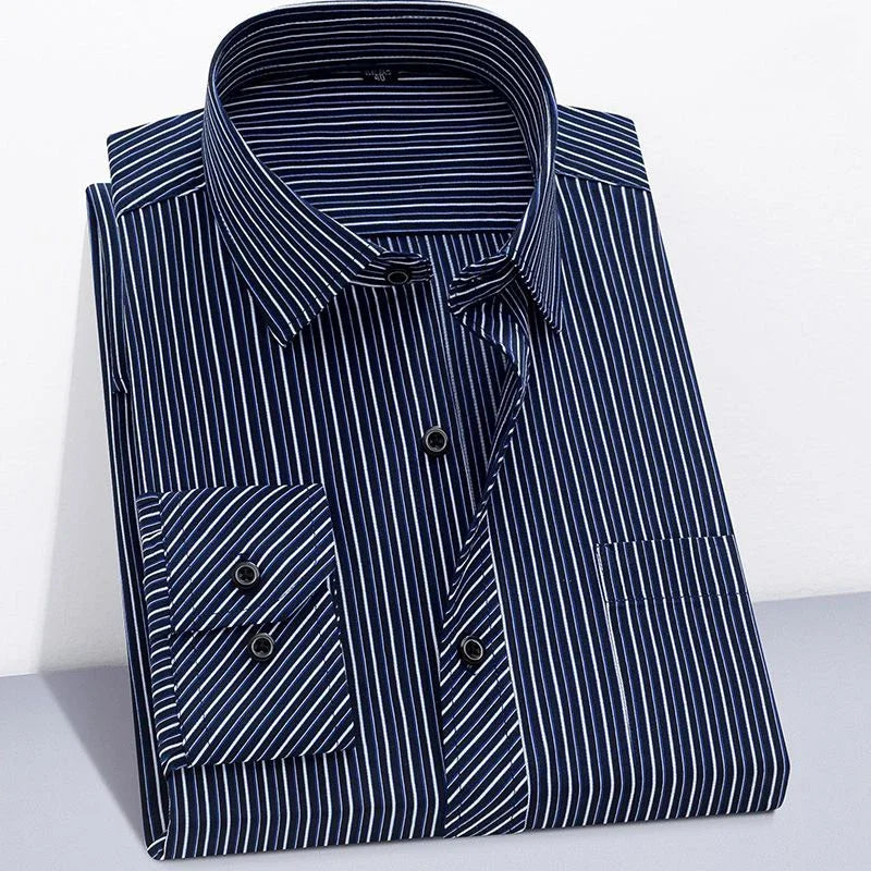 Long Sleeve Striped Branded Cotton Shirts for Men